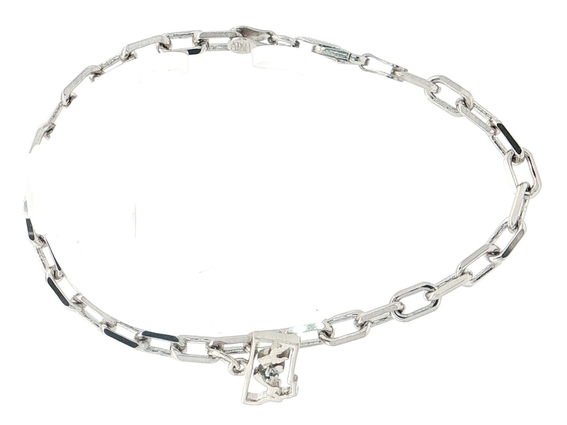 Montana State Mountain Charm Chain Bracelet with Montana Sapphire in Sterling Silver (0.03cts) side