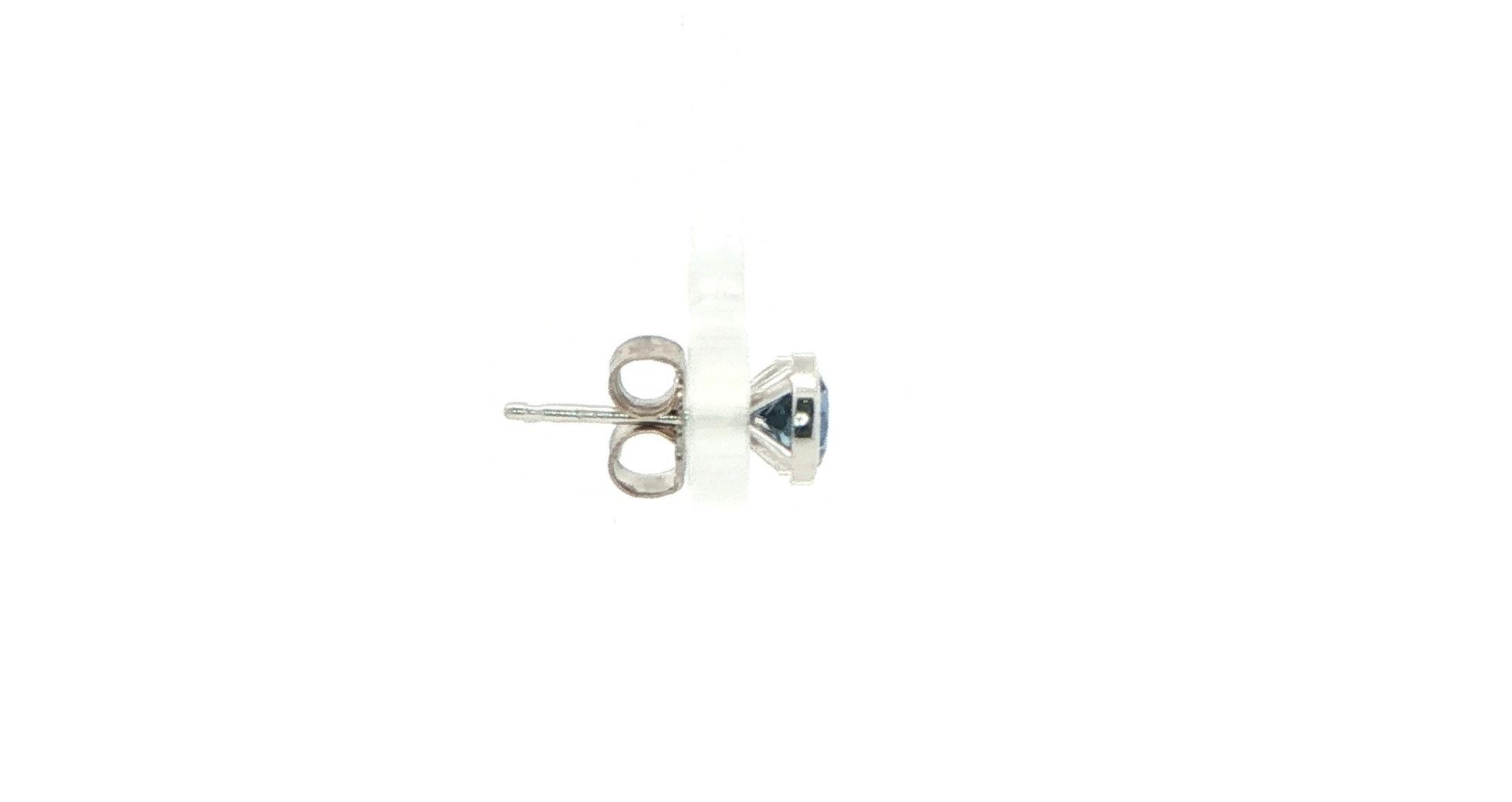 Montana Yogo Sapphire Stud Earrings in Bezel Settings in White Gold (0.81cts TWT) side
