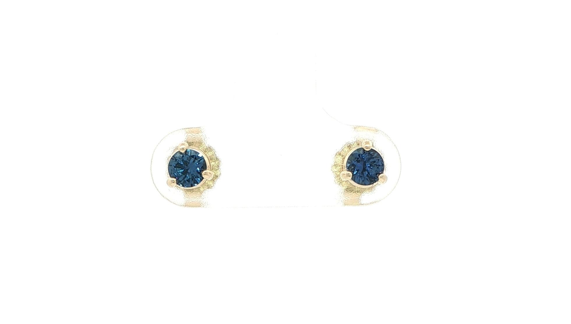 Huckleberry Sapphire Stud Earrings in 3-Prong Martini Settings in Yellow Gold (0.47cts TWT)