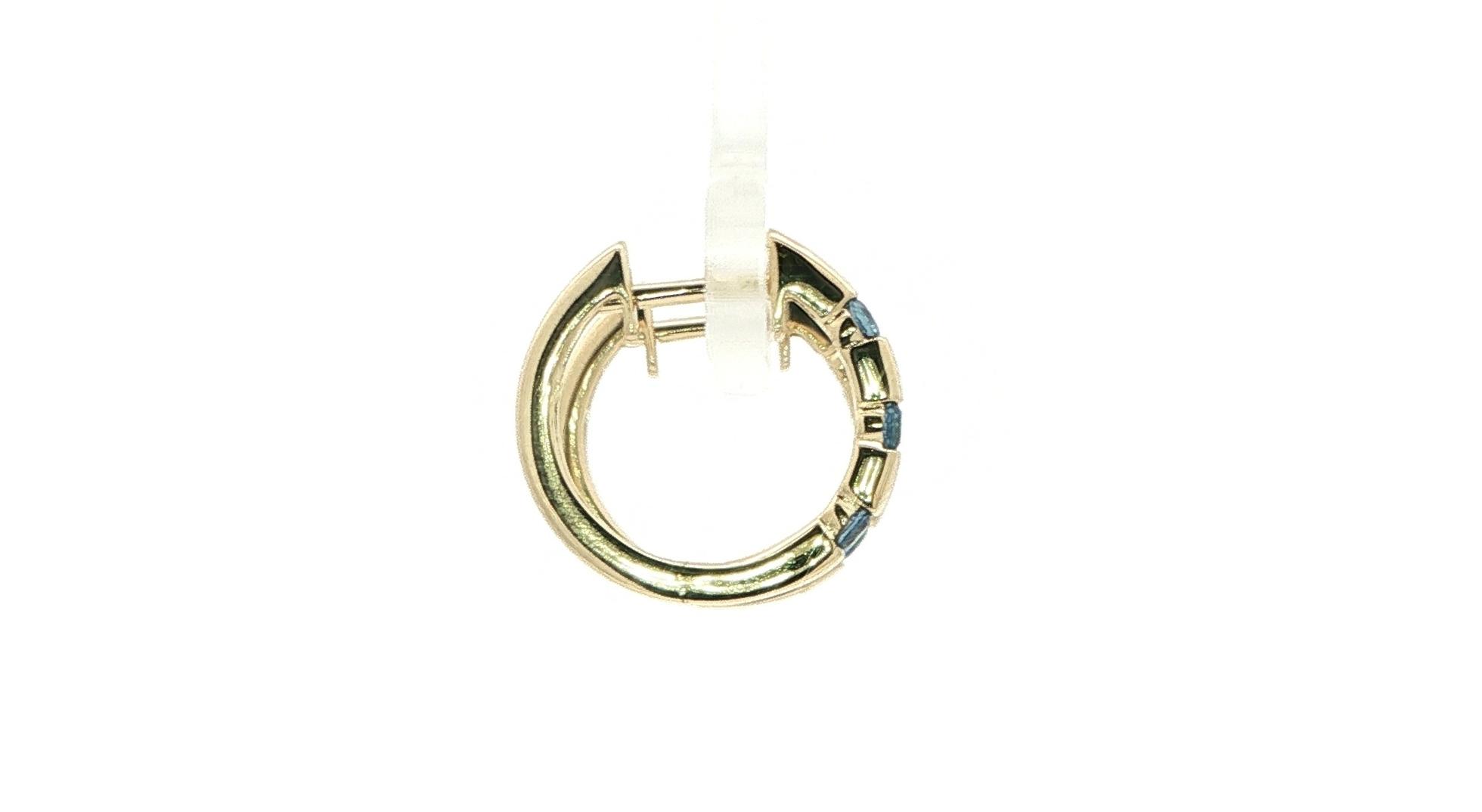 3-Stone Bar-set Montana Yogo Sapphire Hoop Earrings in Yellow Gold (0.34cts TWT) side