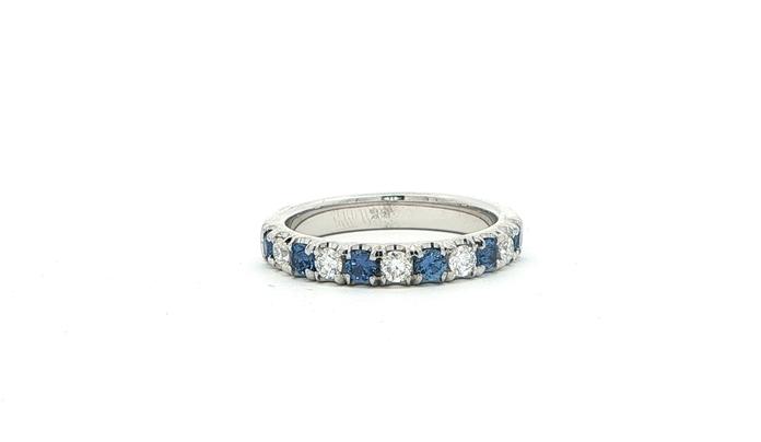 content/products/11-Stone Alternating Montana Yogo Sapphire and Diamond Ring in White Gold (0.75cts TWT)