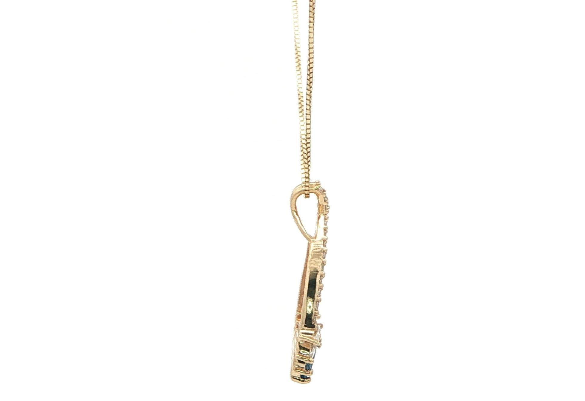 Teardrop Marquise Montana Yogo Sapphire and Diamond Necklace in Yellow Gold (0.50cts TWT) side