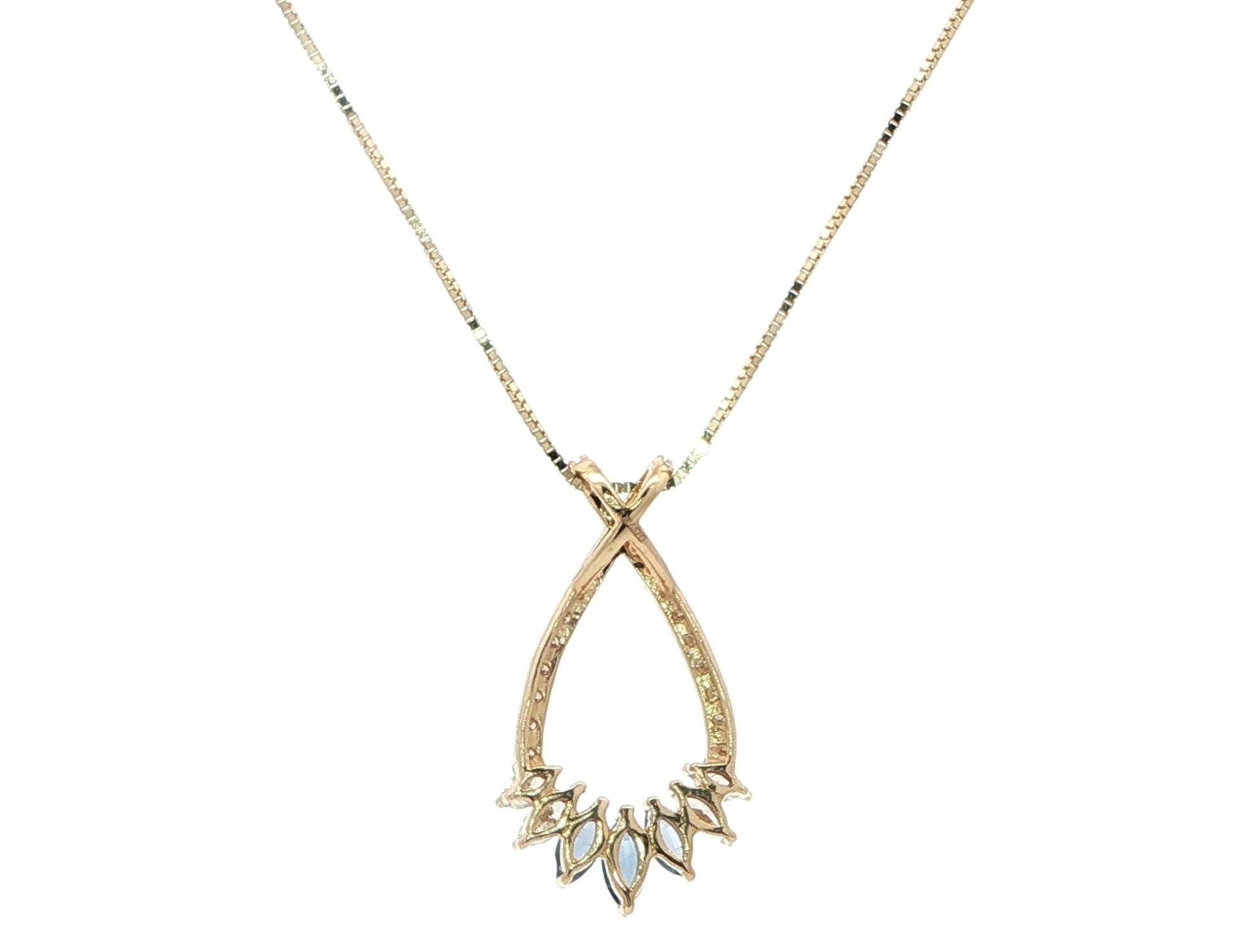 Teardrop Marquise Montana Yogo Sapphire and Diamond Necklace in Yellow Gold (0.50cts TWT) back