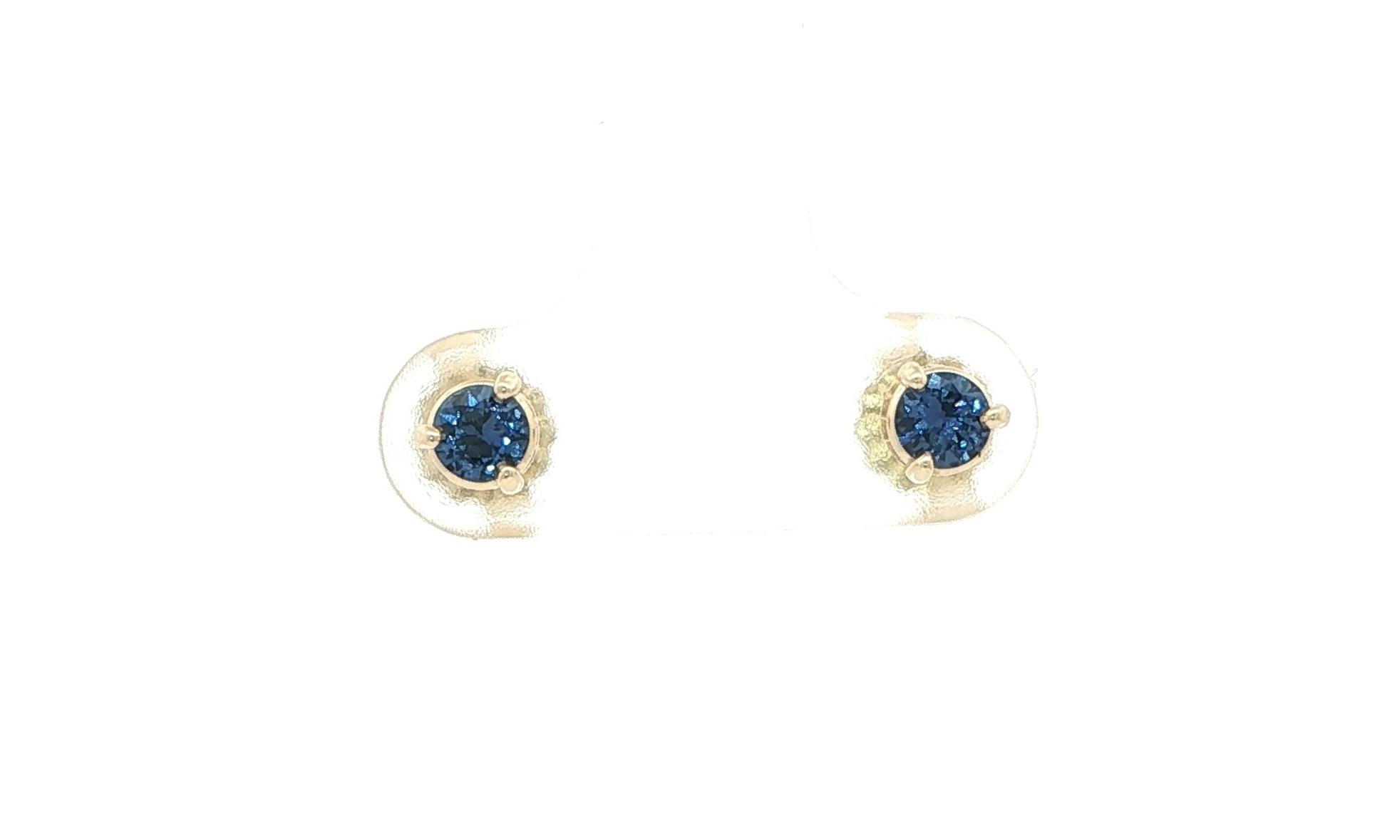 Huckleberry Sapphire Stud Earrings in 3-Prong Martini Settings in Yellow Gold (0.43cts TWT)