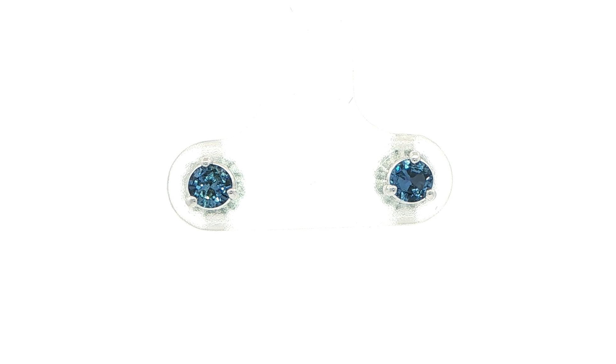 Montana Yogo Sapphire Stud Earrings in 3-Prong Martini Settings in White Gold (0.43cts TWT)