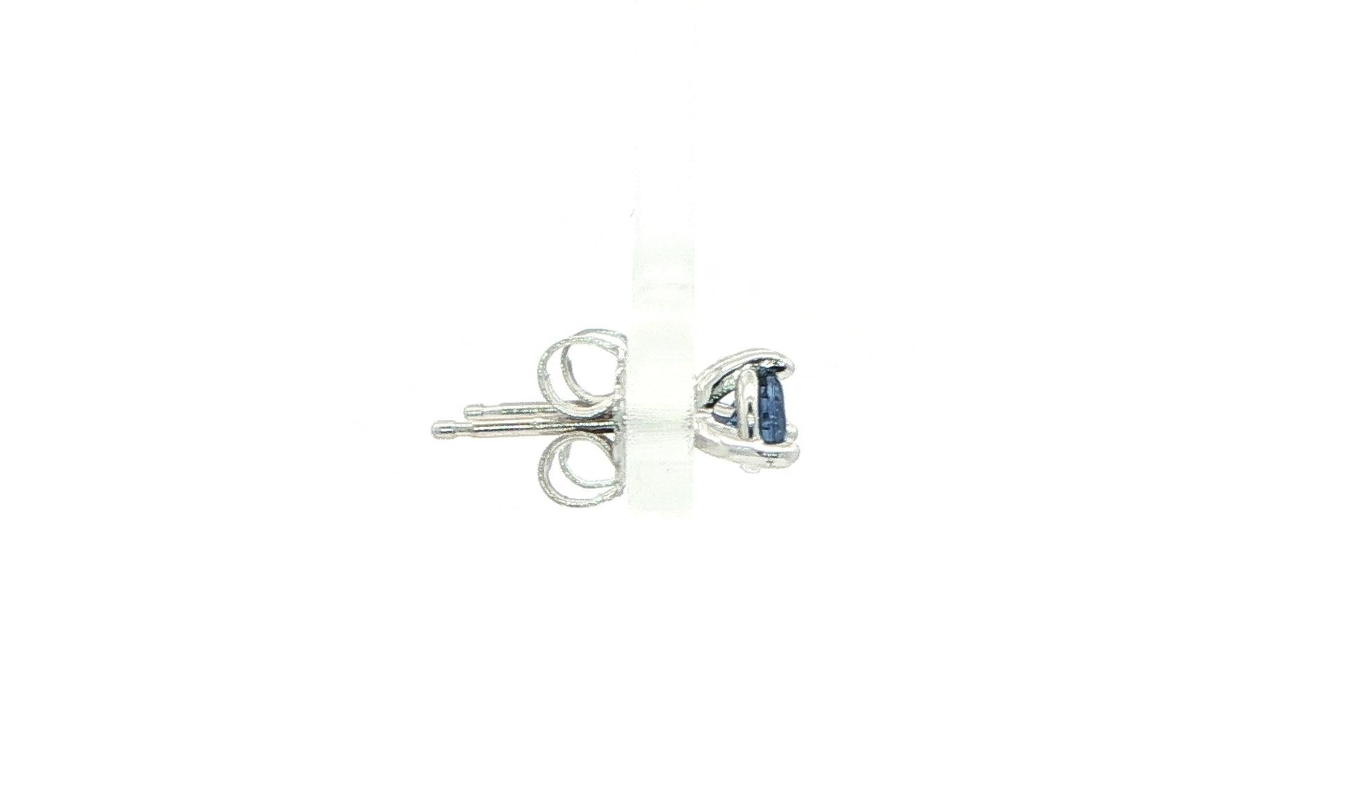 Montana Yogo Sapphire Stud Earrings in 3-Prong Martini Settings in White Gold (0.43cts TWT) side