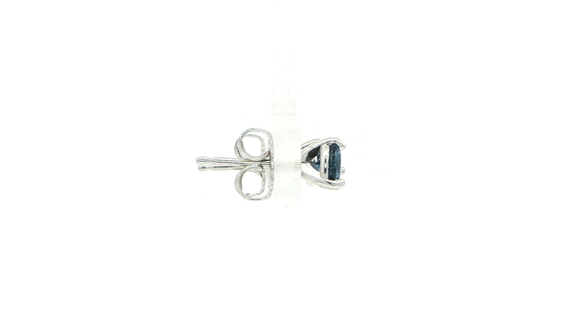 Montana Yogo Sapphire Stud Earrings in 3-Prong Martini Settings in White Gold (0.73cts TWT) side