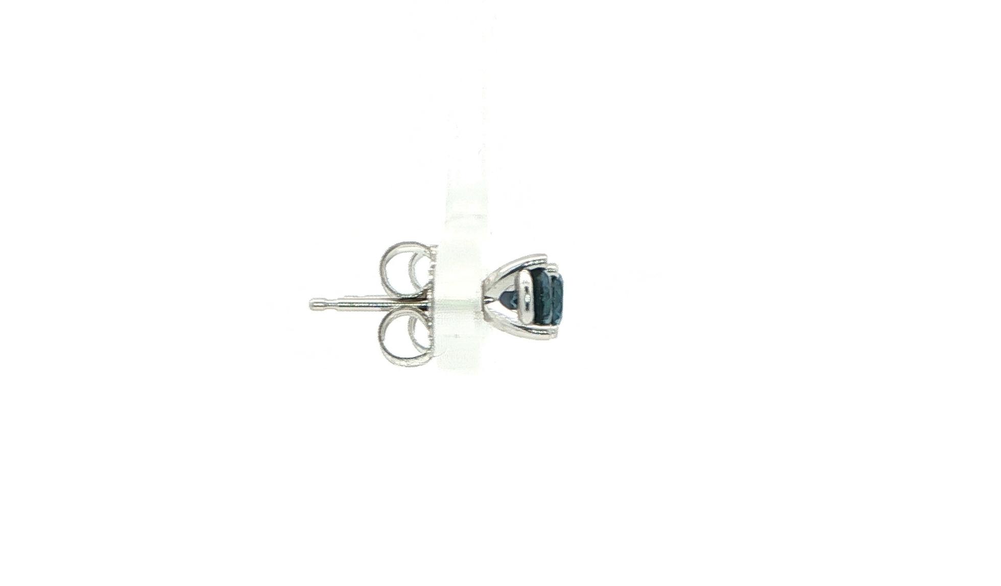 Montana Yogo Sapphire Stud Earrings in 3-Prong Martini Settings in White Gold (0.47cts TWT) side
