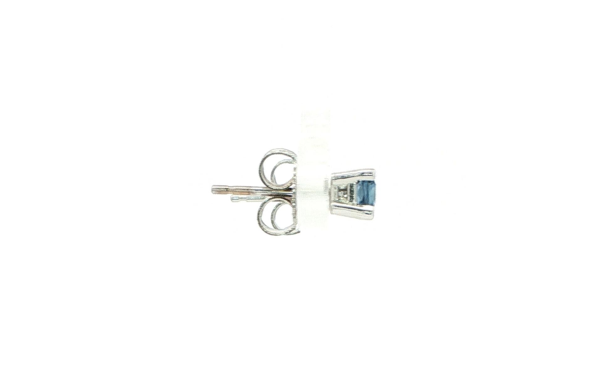 Square Cut Montana Yogo Sapphire Stud Earrings in White Gold (0.32cts TWT) side