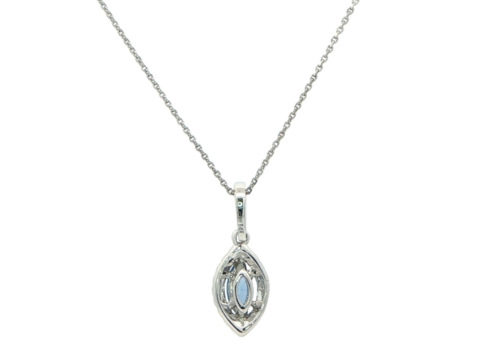 Halo-style Marquise-cut Montana Yogo Sapphire and Diamond Necklace in White Gold (0.34cts TWT) back