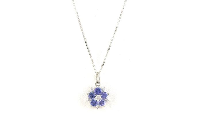 content/products/Floral Cluster Tanzanite and Diamond Necklace in White Gold (0.62cts TWT)