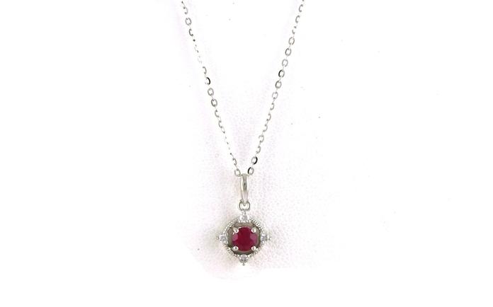 content/products/Framed Ruby and Diamond Drop Necklace in White Gold (0.28cts TWT)