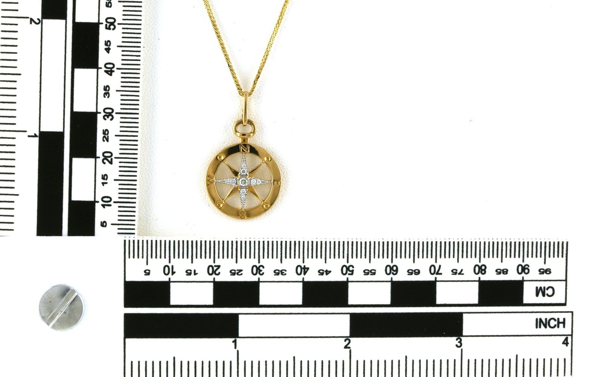 Diamond Pave Compass Necklace in Yellow Gold (0.09cts TWT) scale