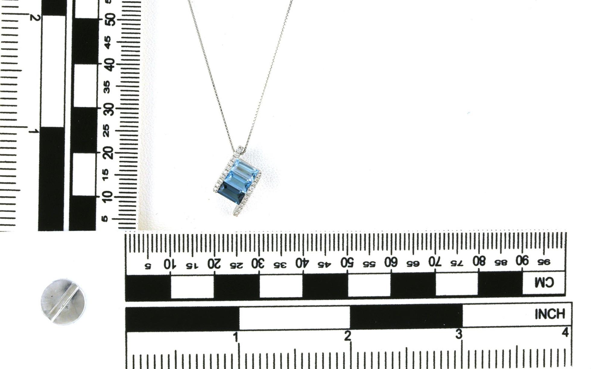 Offset BNar Blue Topaz and Diamond Necklace in White Gold (1.47cts TWT) scale