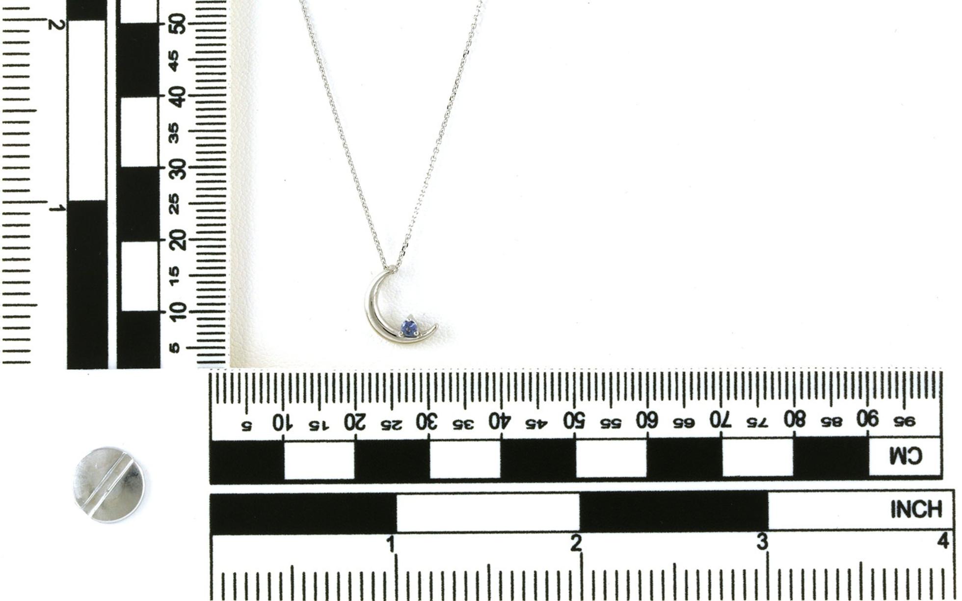 Crescent Moon Montana Yogo Sapphire Solitaire Necklace in White Gold (0.06ct) scale