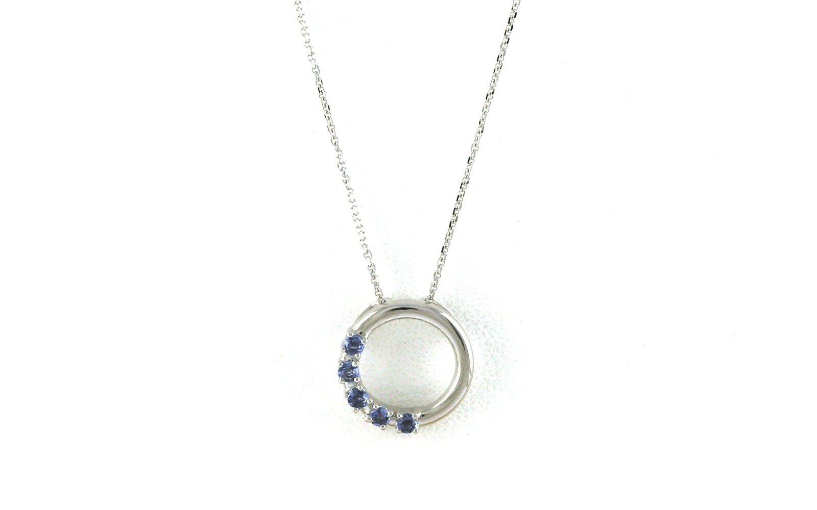 5-Stone Montana Yogo Sapphire Circle Slide Necklace in White Gold (0.20cts TWT)
