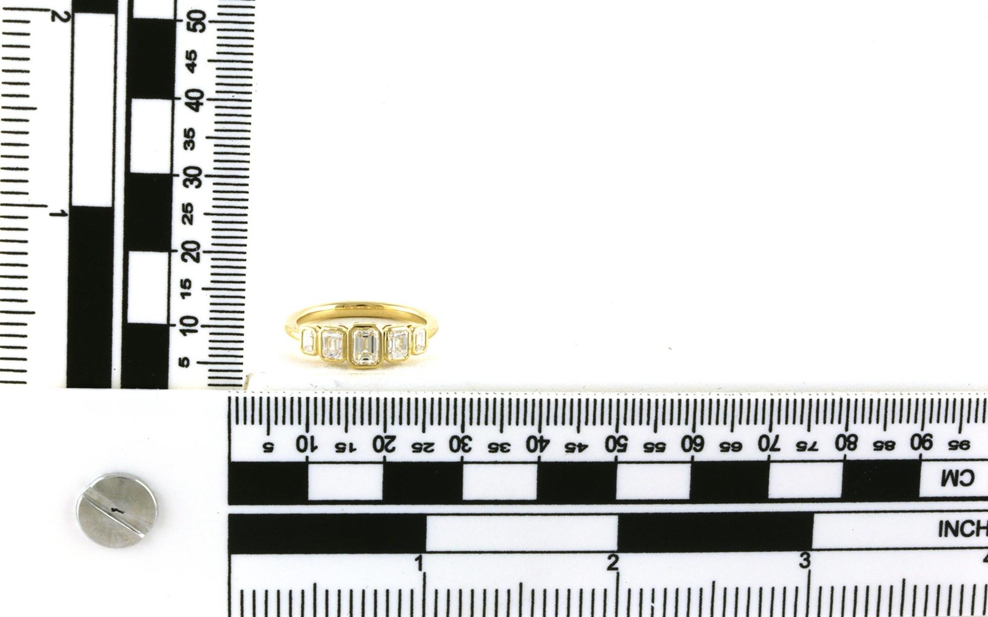 5-Stone Bezel-Set Emerald-Cut Diamond Ring in Yellow Gold (0.96cts TWT) scale