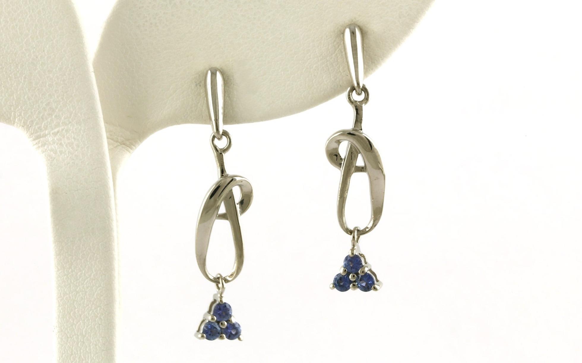 Freeform Swoop Dangle Montana Yogo Sapphire Earrings in Sterling Silver (0.33cts TWT)