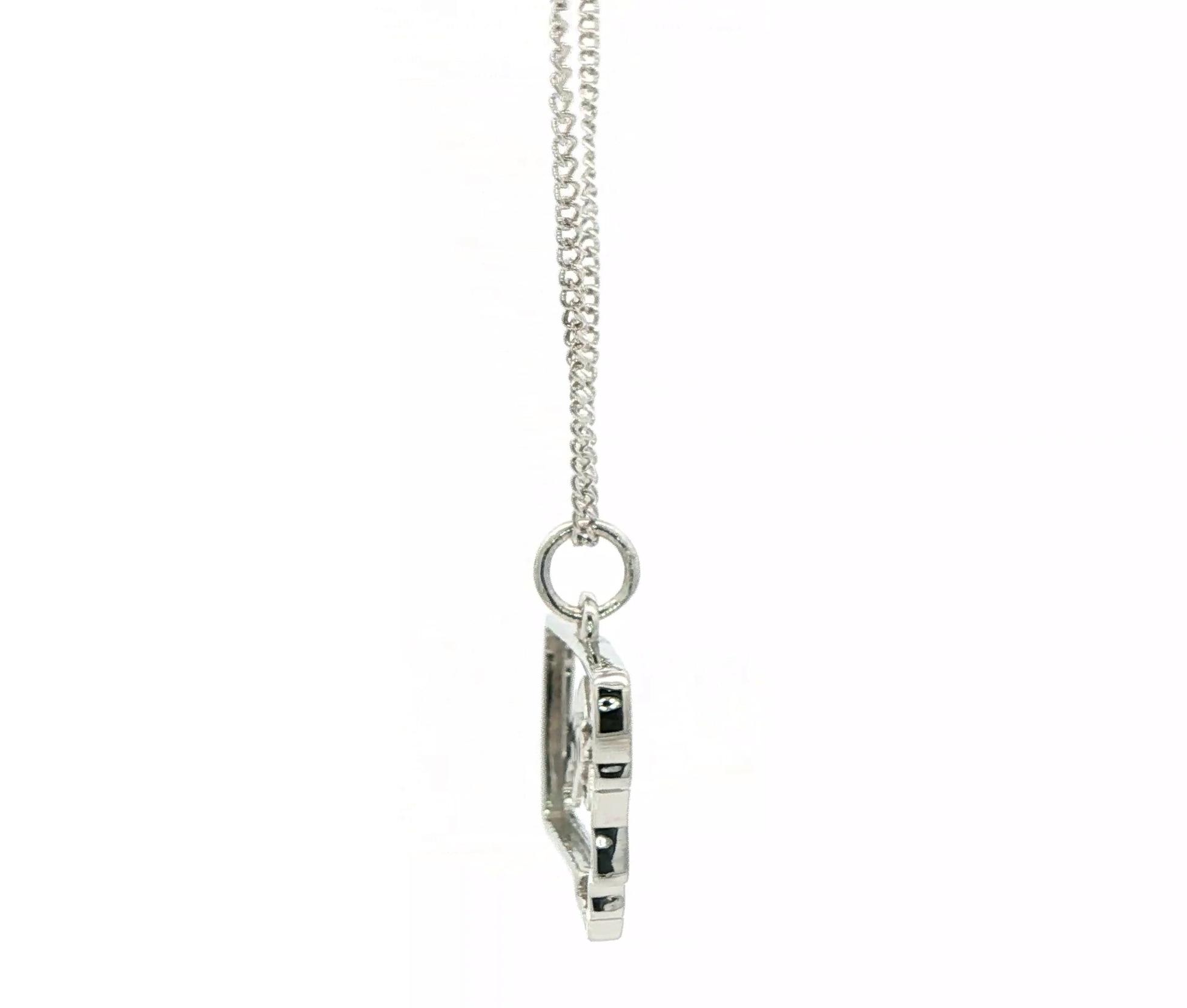 State of Montana Outline Silhouette with Montana Yogo Sapphire in Mountains Necklace in Sterling Silver (0.05ct) side