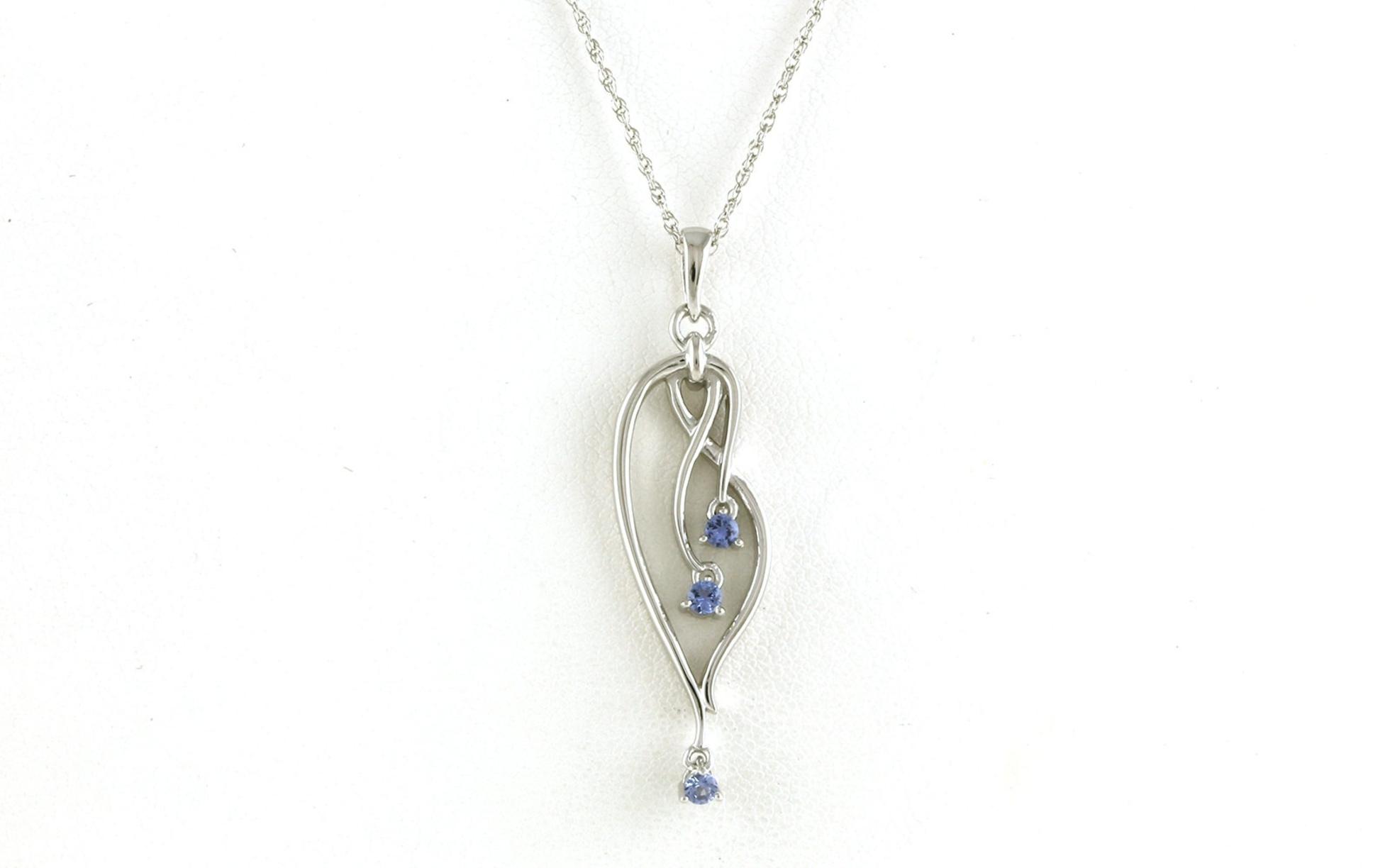 Swirl Montana Yogo Sapphire Dangle Necklace in Sterling Silver (0.19cts TWT)