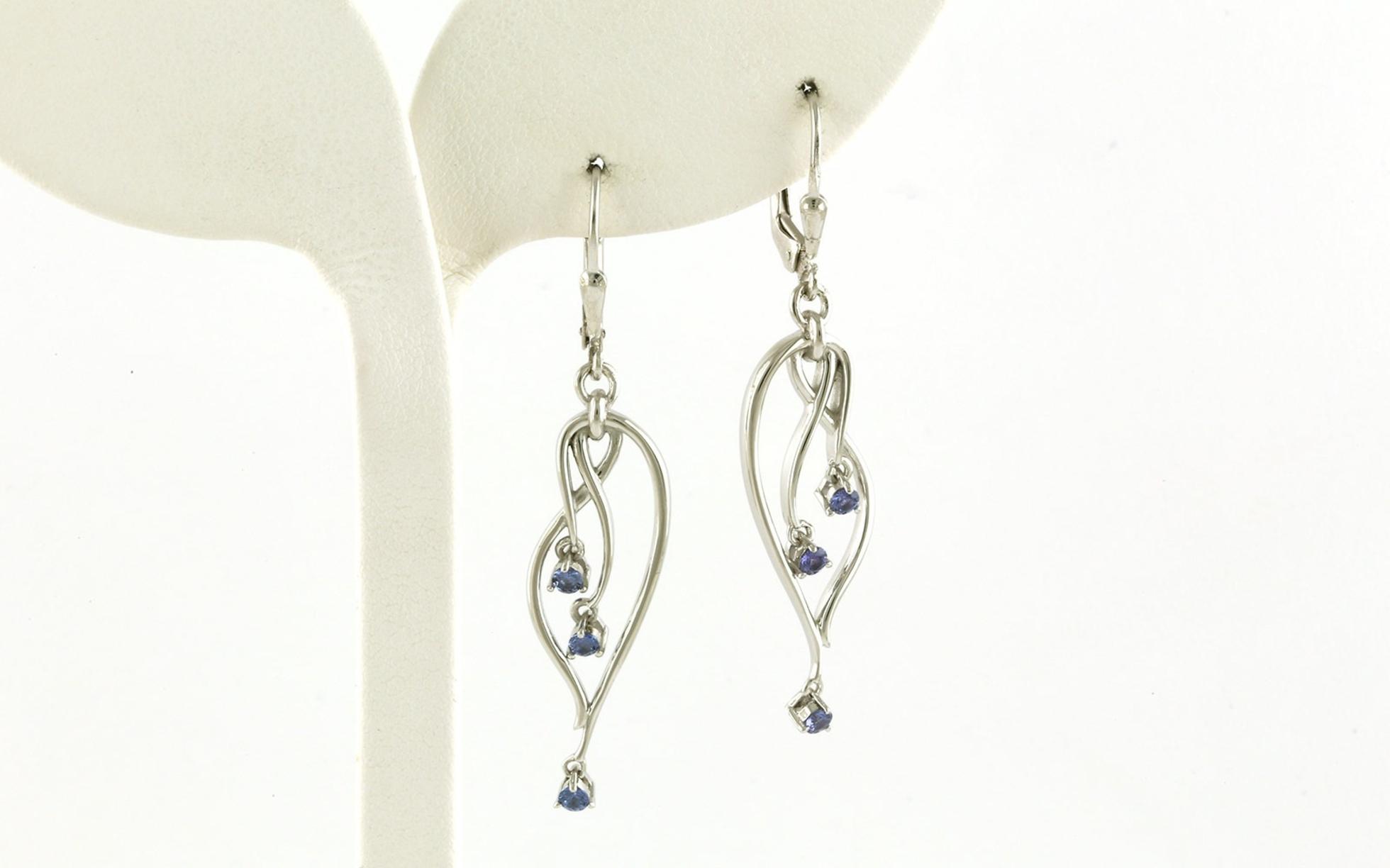 Swirl Montana Yogo Sapphire Dangle Leverback Earrings in Sterling Silver (0.40cts TWT)