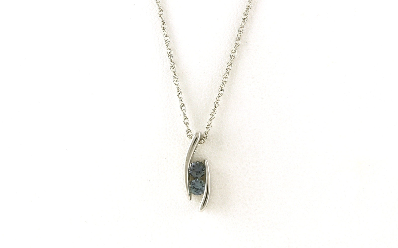 2-Stone Swirl Montana Sapphire Necklace in Sterling Silver (0.38cts TWT)e