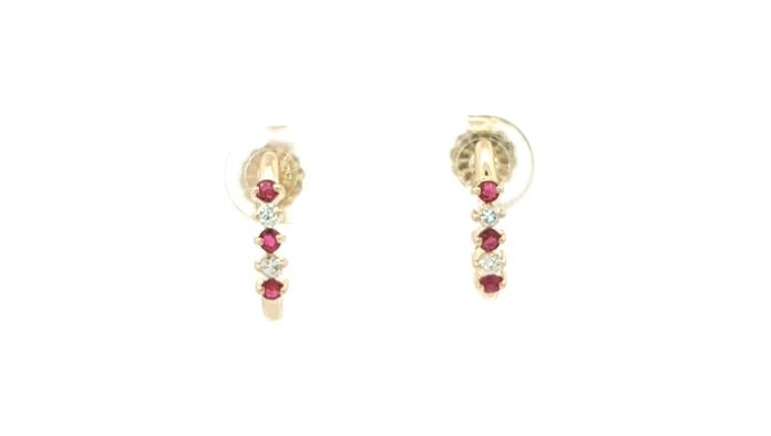 content/products/Estate Piece: Alternating Ruby and Diamond J-Hoop Earrings in Yellow Gold (0.22cts TWT)