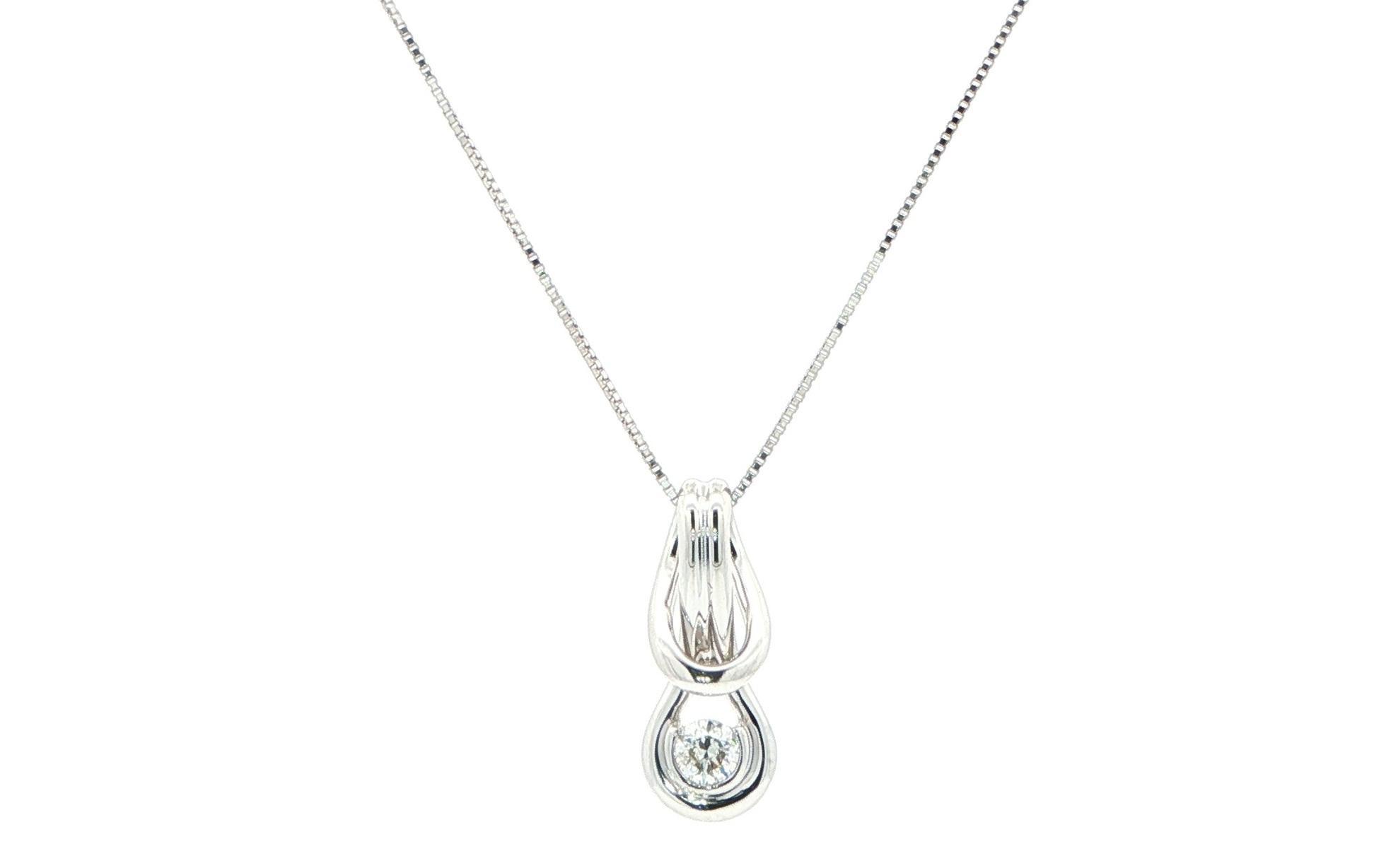 Estate Piece: Looped Knot Diamond Necklace in White Gold (0.15cts)
