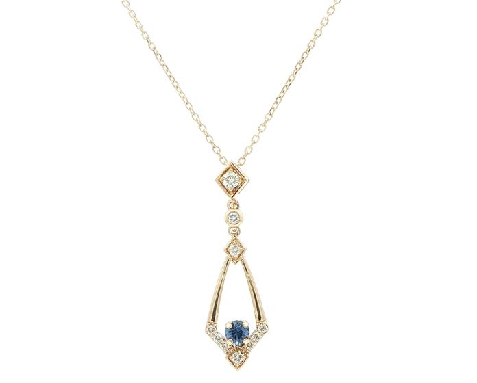 content/products/Kite Drop-style Montana Yogo Sapphire and Diamond Necklace in Yellow Gold (0.34cts TWT)