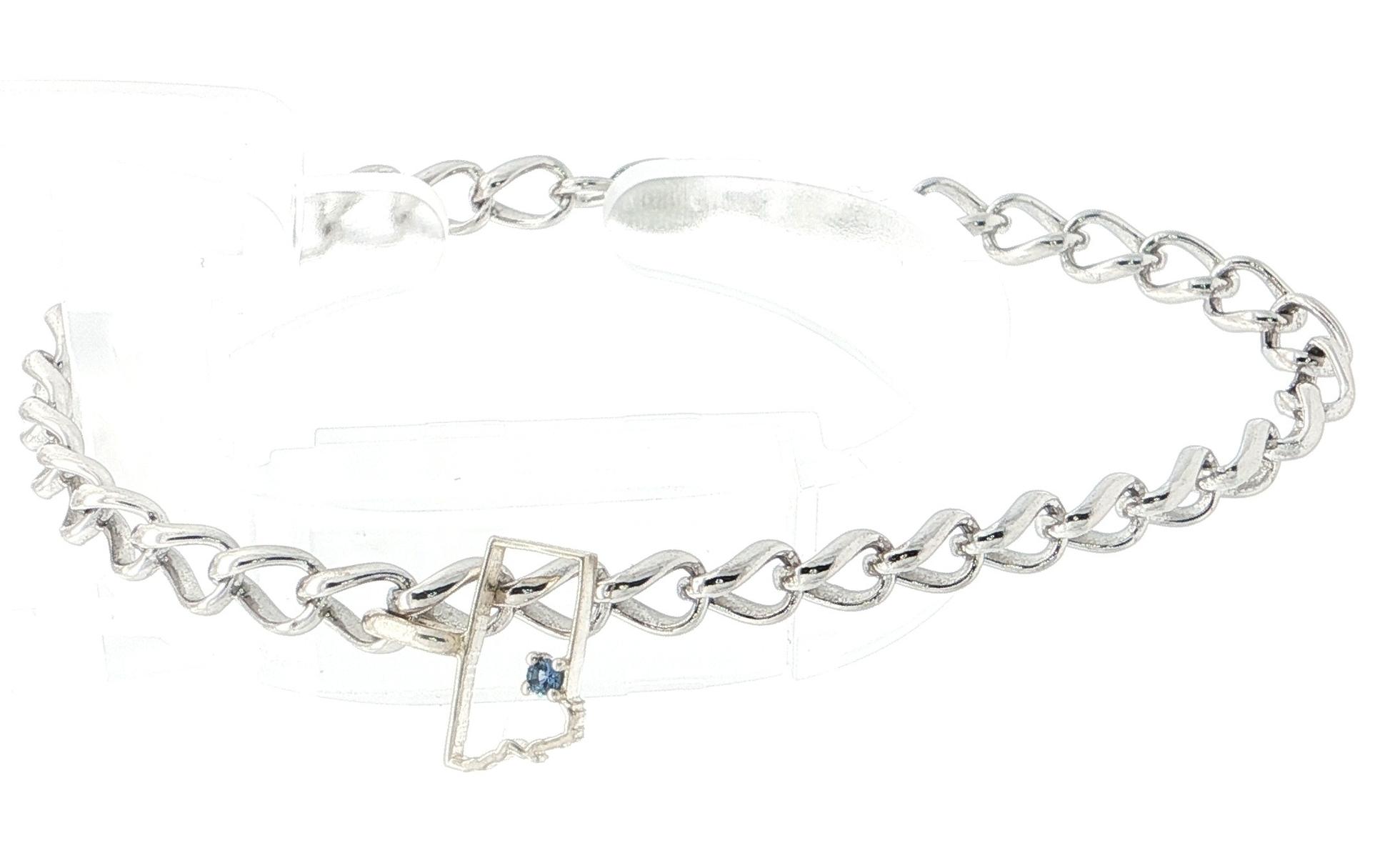 State of Montana Outline Charm Bracelet with Montana Yogo Sapphire in Sterling Silver (0.02cts) side