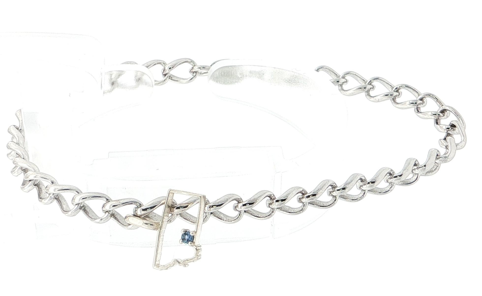 State of Montana Outline Charm Bracelet with Montana Yogo Sapphire in Sterling Silver (0.02ct) side