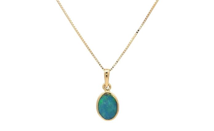 content/products/Estate Piece: Oval Bluish-Green Opal Doublet Charm Necklace in Yellow Gold