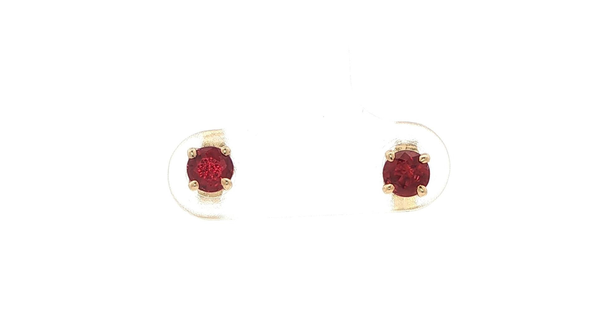 Estate Piece: Ruby Stud Earrings in 4-Prong Settings in Yellow Gold (0.50cts TWT)