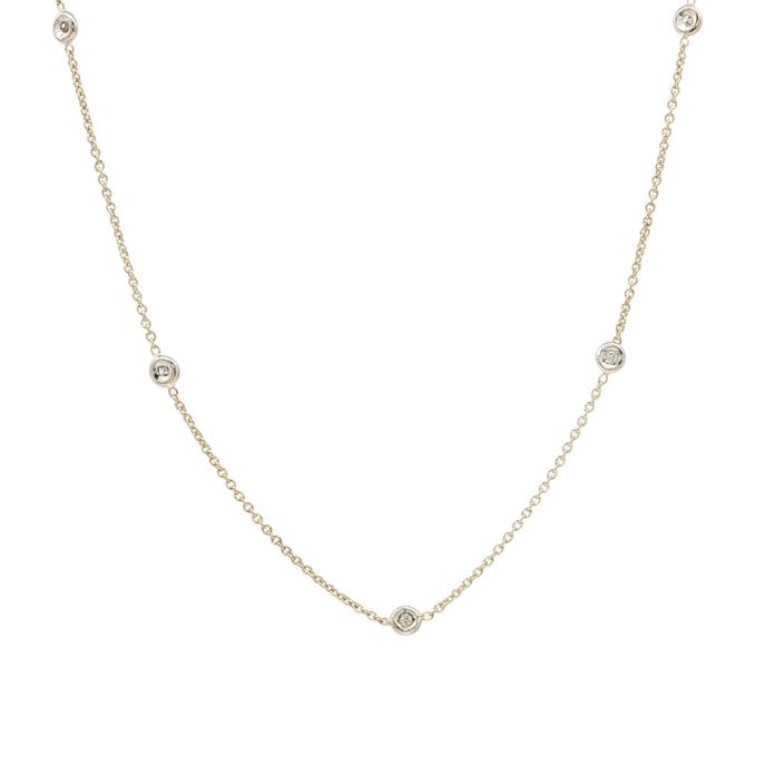 content/products/Estate Piece: By-the-Yard Diamond Station Necklace in Two-tone Yellow and White Gold (0.10cts TWT)