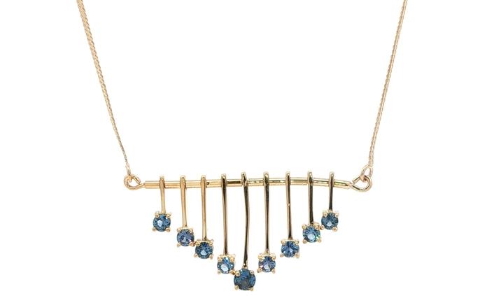 content/products/Estate Piece: Wind Chime 9-Stone Montana Yogo Sapphire Necklace in Yellow Gold (0.50cts TWT)