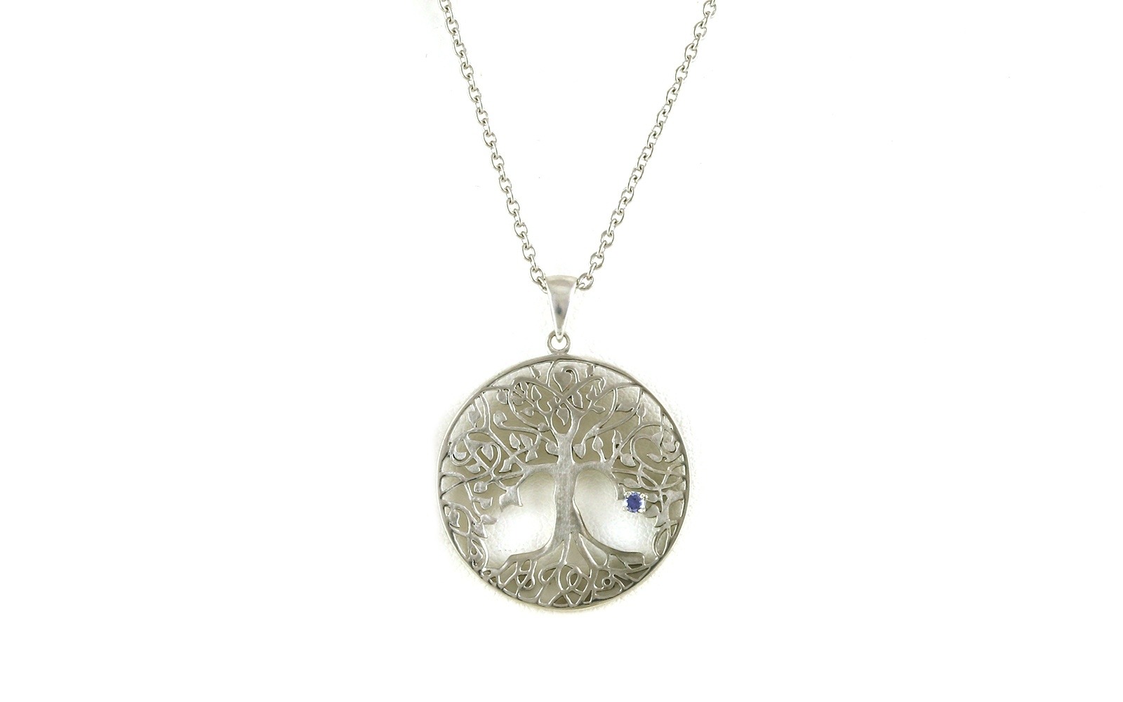 Tree of Life Pendant with Montana Yogo Sapphire Necklace in Sterling Silver (0.03ct)