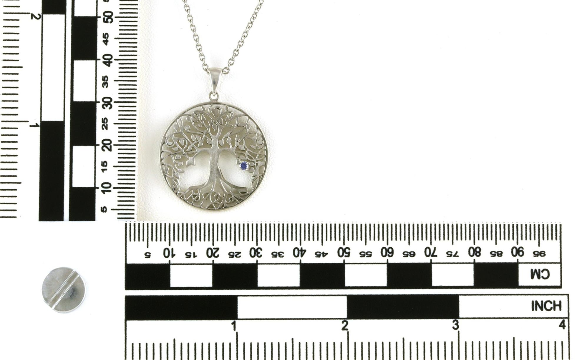 Tree of Life Pendant with Montana Yogo Sapphire Necklace in Sterling Silver (0.03ct) scale