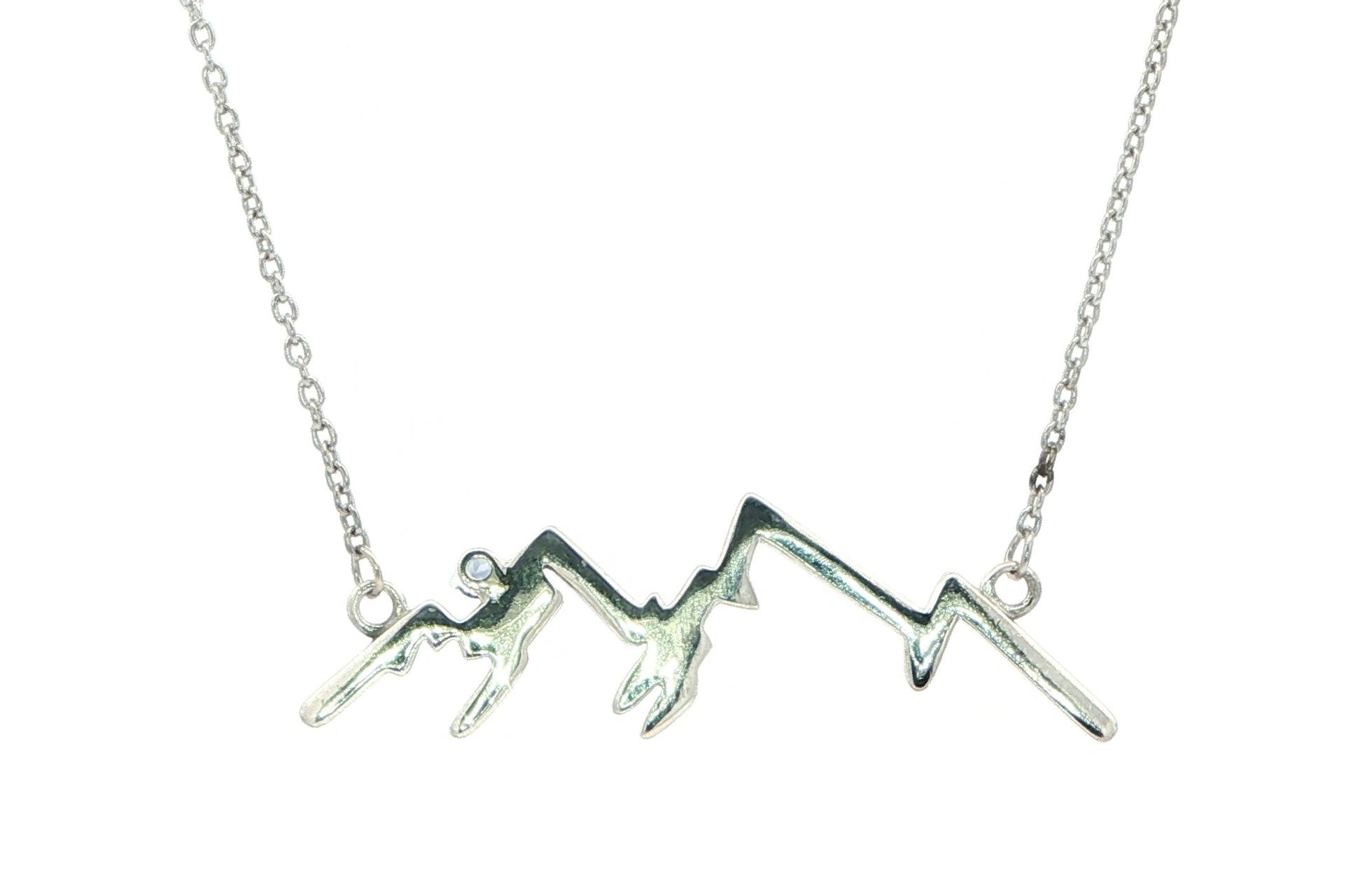 Mountain Range Montana Yogo Sapphire Necklace on Split Chain in Sterling Silver (0.03cts) back