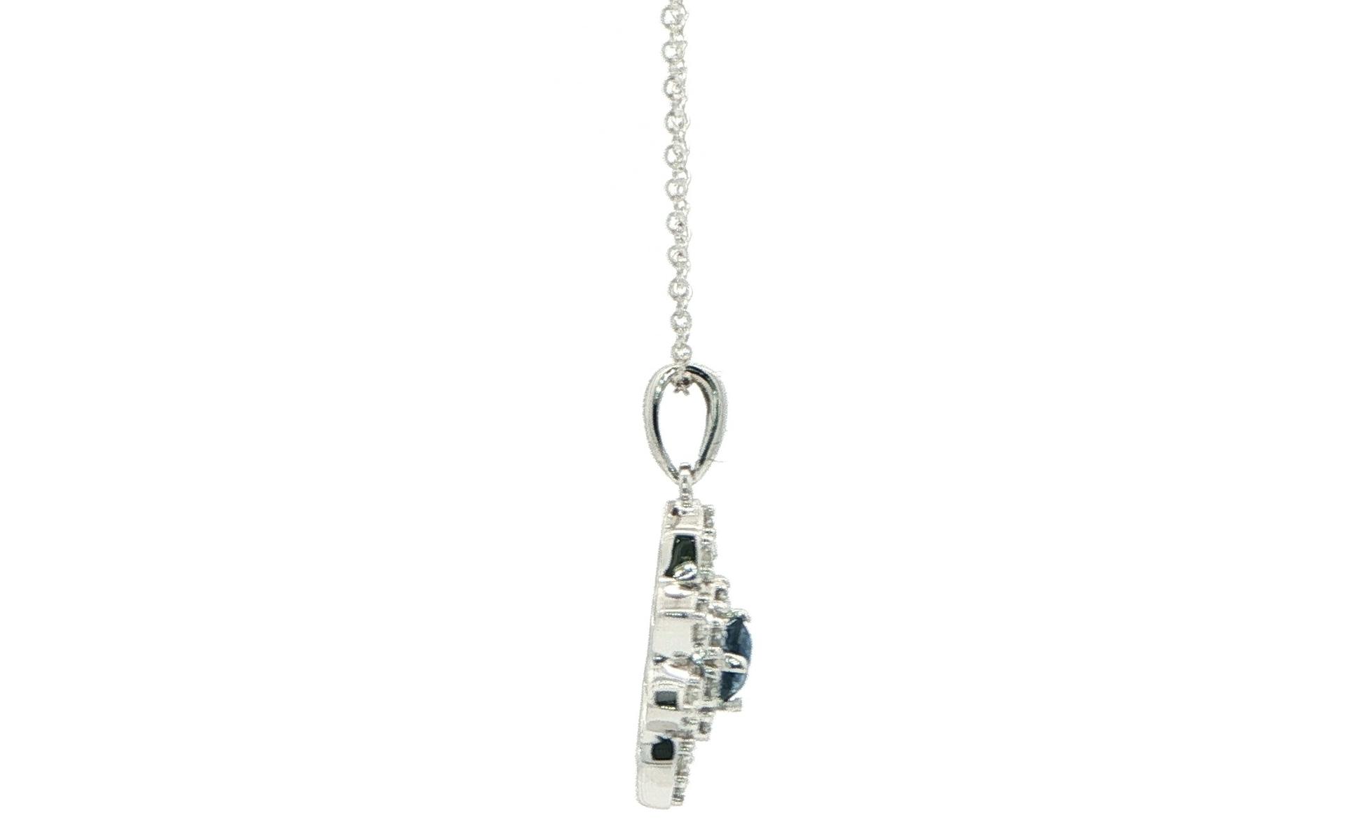 Snowflake Montana Yogo Sapphire and Diamond Necklace in White Gold (0.67cts TWT) side