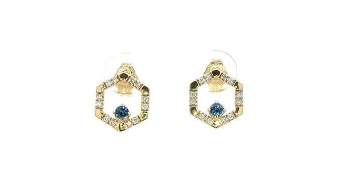 content/products/Hexagon Montana Yogo Sapphire and Diamond Stud Earrings in Yellow Gold (0.28cts TWT)
