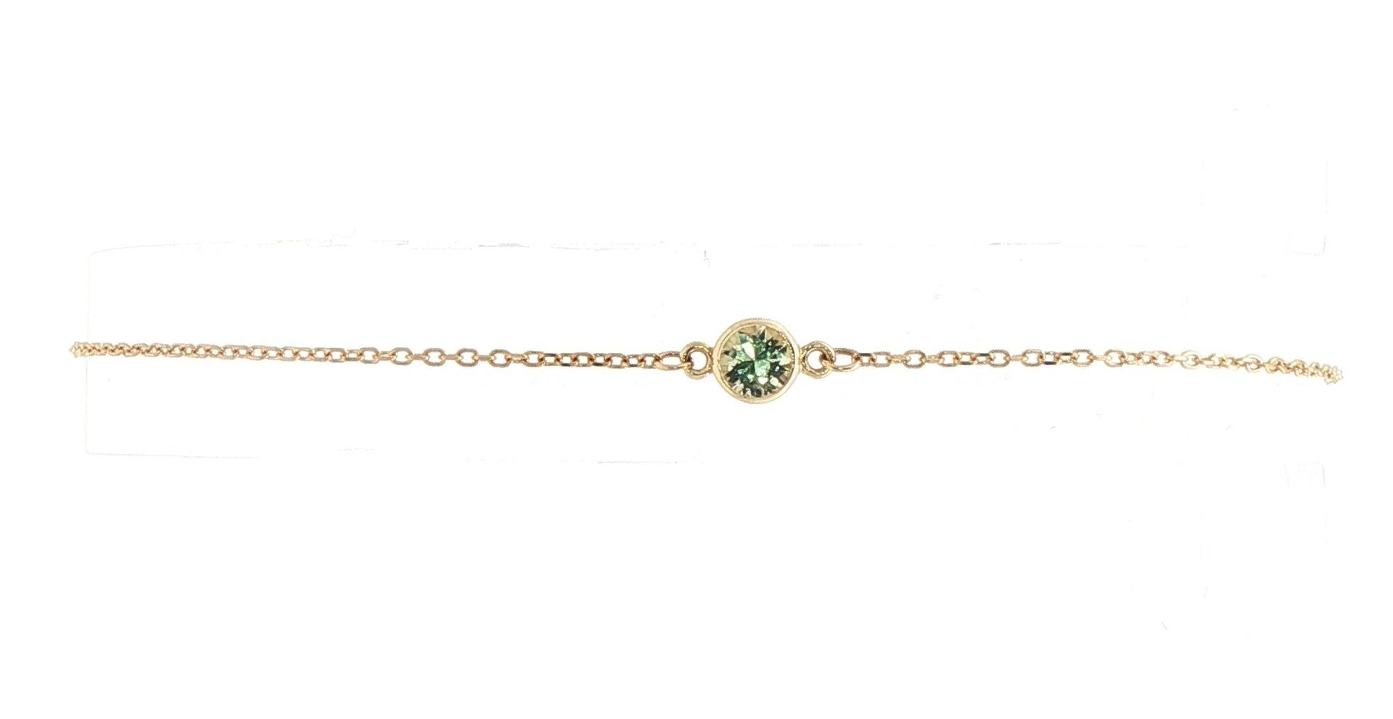 Delicate Bezel-set Pale Yellow Montana Sapphire Chain Bracelet in Yellow Gold (0.31cts TWT)