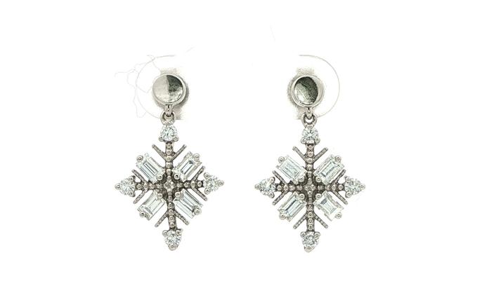 content/products/Snowflake Round and Baguette-cut Diamond Dangle Earrings in White Gold (0.90cts TWT)