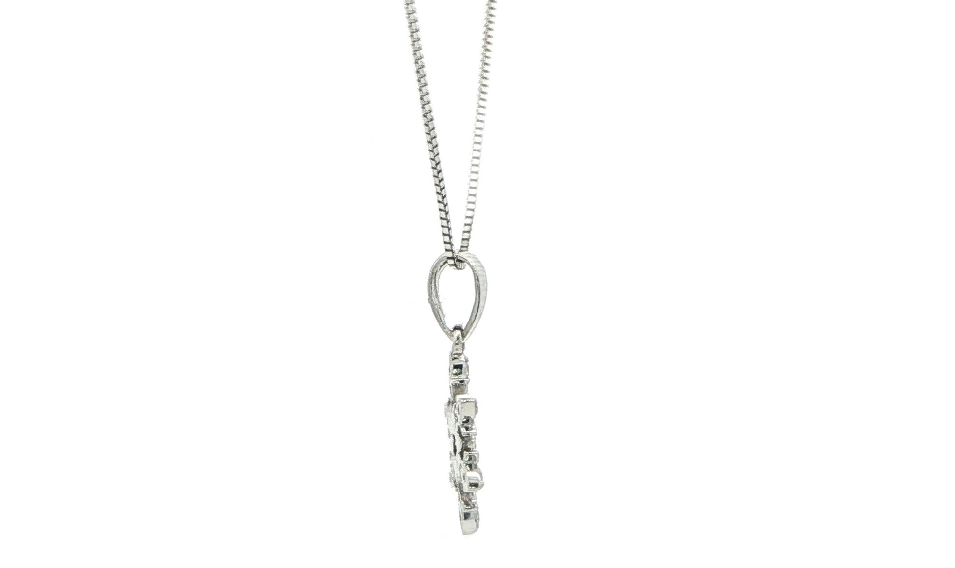 Snowflake Diamond Charm Necklace in White Gold (0.12cts TWT) side