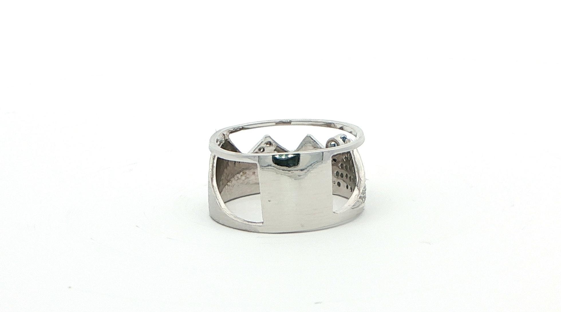 Wide Mountainscape Montana Yogo Sapphire and Pave Diamond Ring in White Gold (0.28cts TWT) back