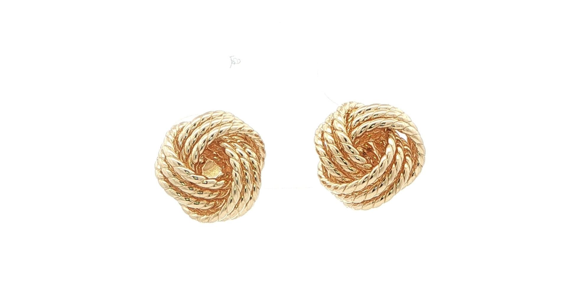 Estate Piece: Knot Stud Earrings with Rope Texture in Yellow Gold