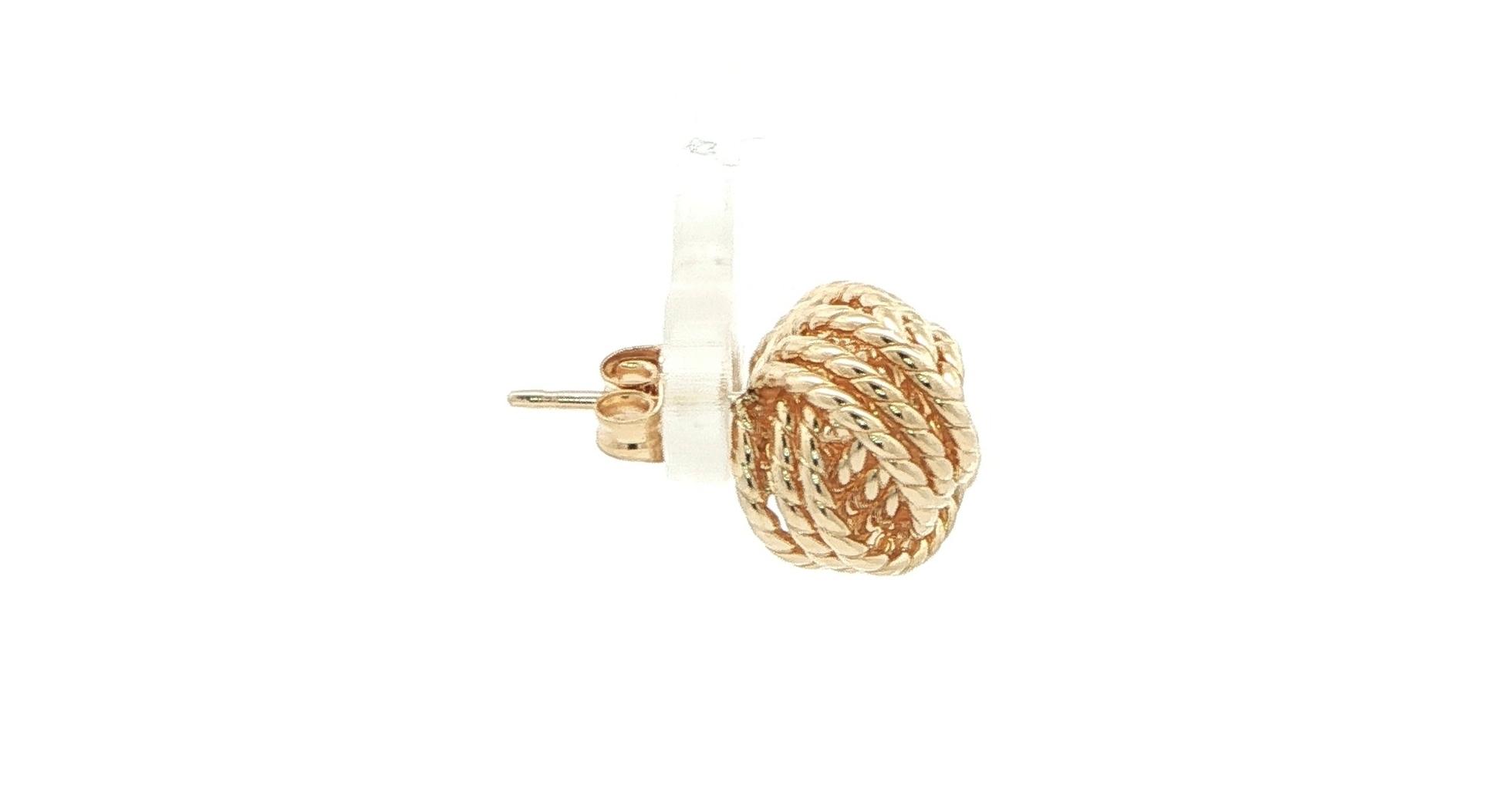 Estate Piece: Knot Stud Earrings with Rope Texture in Yellow Gold side