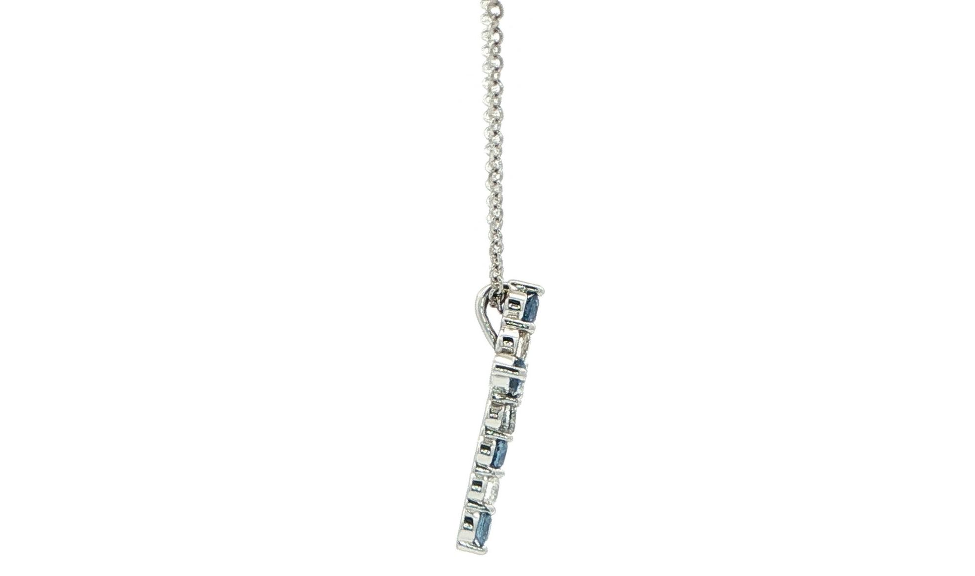 Alternating Montana Yogo Sapphire and Diamond Cross Necklace in White Gold (0.47cts TWT) side