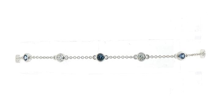 content/products/Alternating Bezel-set Montana Yogo Sapphire and Diamond Station Bracelet in White Gold (0.58cts TWT)