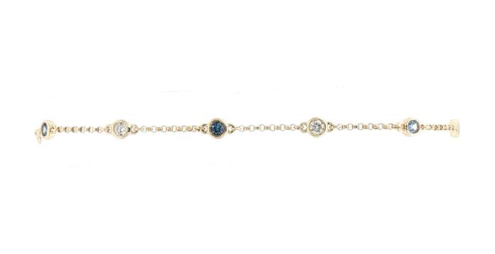 content/products/Alternating Bezel-set Montana Yogo Sapphire and Diamond Station Bracelet in Yellow Gold (0.58cts TWT)