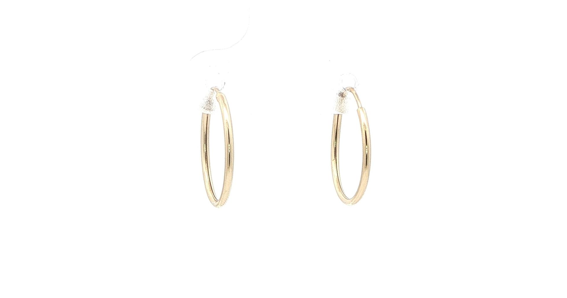 Hollow Endless Hoop Earrings Yellow Gold (15mm)